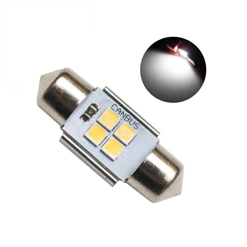 Лампа диодная 10-30V салон 31мм 4SMD C5W 5000K (с обманкой) 2865 1шт