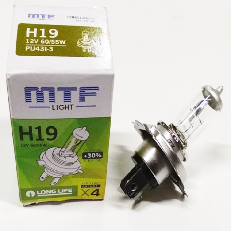 Лампа 12V MTF H19 60/55W LONG LIFE