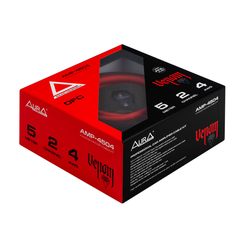 К-т проводов для усилителя AURA  AMP-4504 4GA OFC 5-метров 2кан.