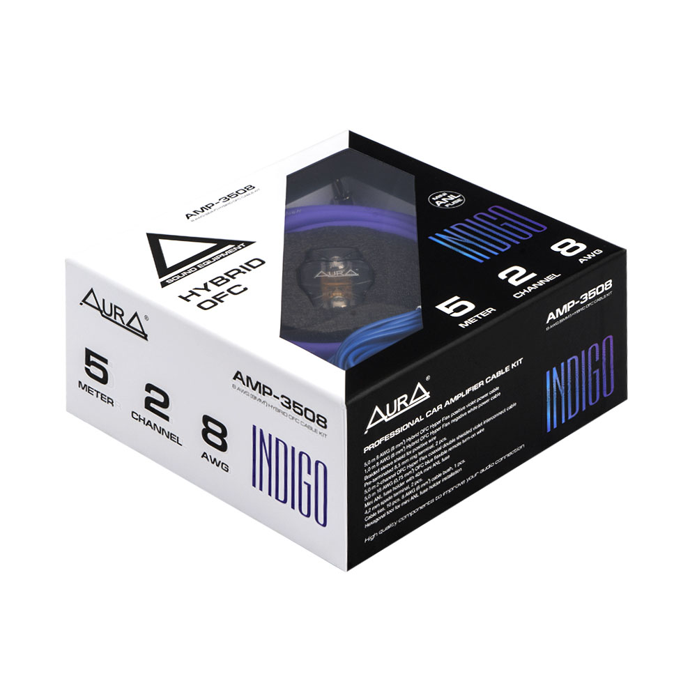 К-т проводов для усилителя AURA  AMP-3508 8GA OFC 5-метров 2кан.