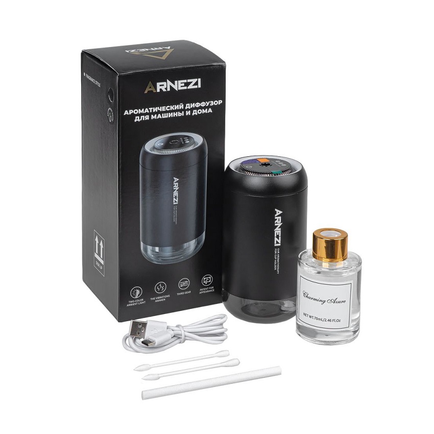 Ароматизатор авто (Распылитель с подсвет) ARNEZI "Eau de Cologne"зарядка Type-C