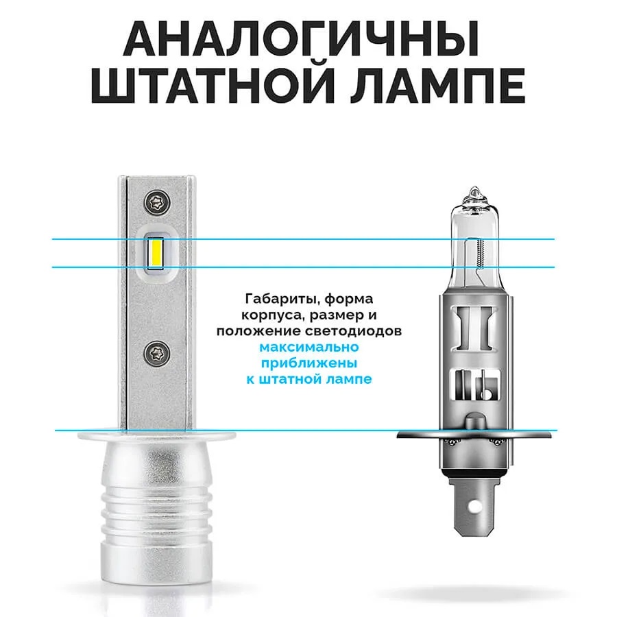 Светодиодные LED лампы ElectroKot Atomic 12V H1 PRO CSP 3000K к-т 2шт