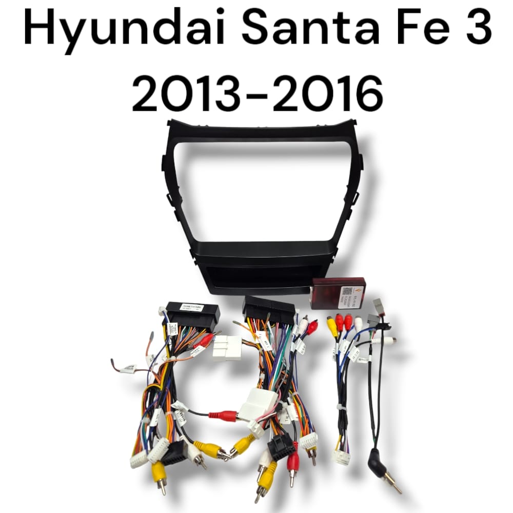 Установочный к-т для штатной а/м 9" Hyundai Santa Fe 3 2013-2016 вид C + проводка CAN под усилитель