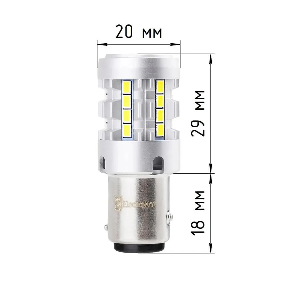 Лампа диодная ElectroKot Impact 10-30V BAY15D P21/5W 5000K белый свет к-т 2шт