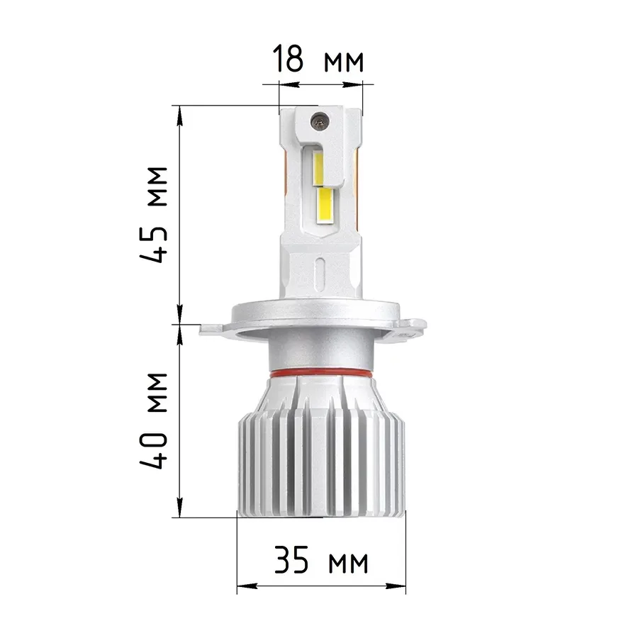 Светодиодные LED лампы ElectroKot Ninja 12V H4 6000K без вентилятора к-т 2шт