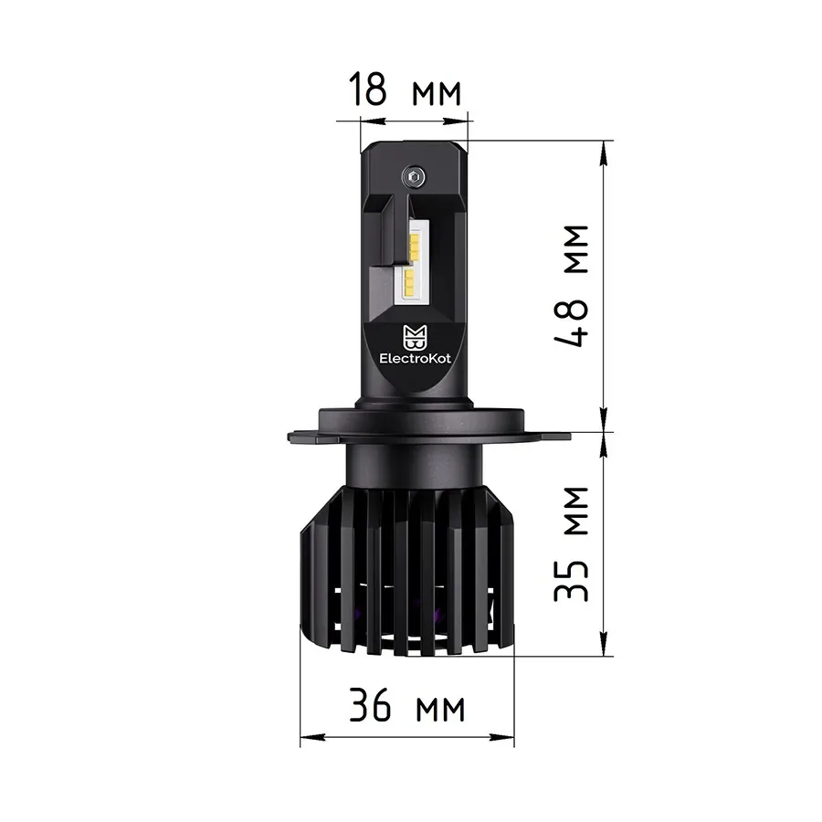 Лампа диодная ElectroKot УльтраЛед gen2 12-24V H4 бел. 6000K кт.- 2шт.
