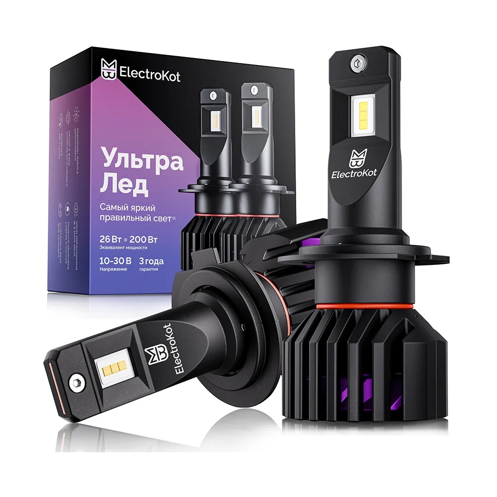 Лампа диодная ElectroKot УльтраЛед gen2 12-24V H7 бел. 6000K кт.- 2шт.