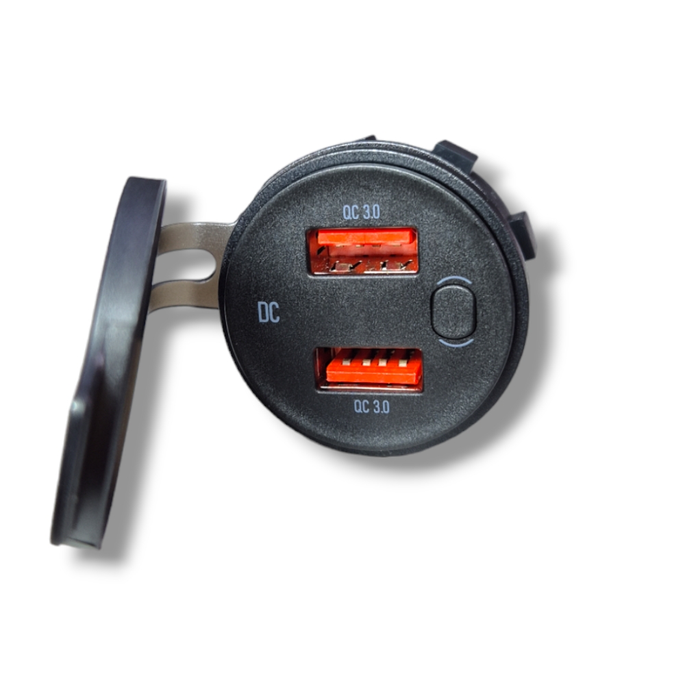 АЗУ врезное ун-ое 2USB 12V-24V QC-3.0 + вольтметр S611