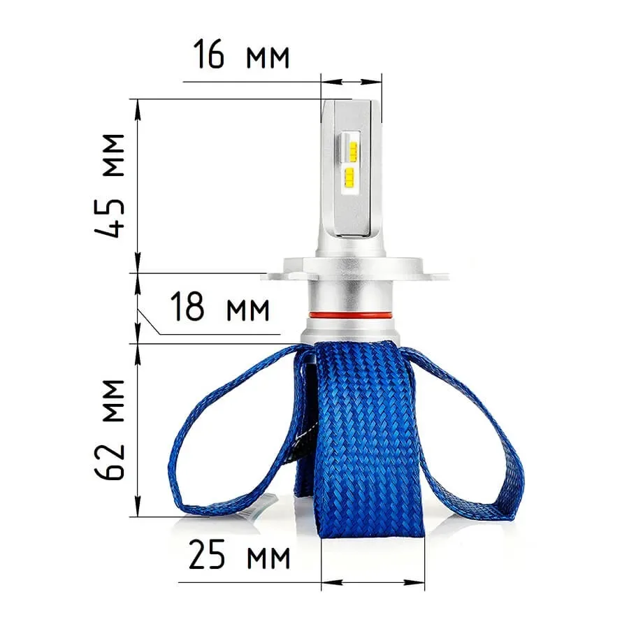Светодиодные LED лампы ElectroKot LightVision A10 12-24V H4 чипы Lumileds ZES 6000K к-т 2шт