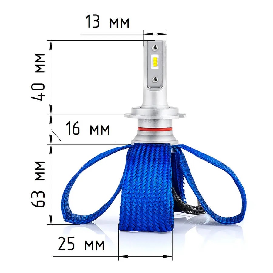 Светодиодные LED лампы ElectroKot LightVision A10 12-24V H7 чипы Lumileds ZES 6000K к-т 2шт