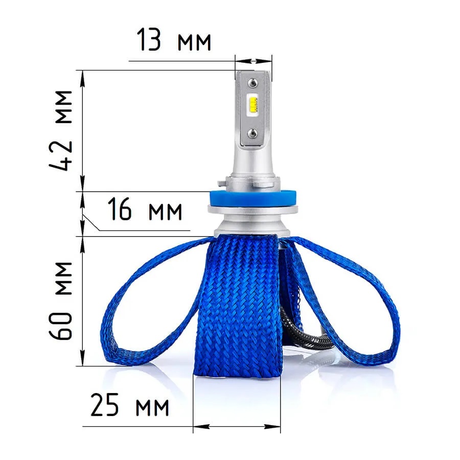 Светодиодные LED лампы ElectroKot LightVision A10 12-24V H11, H16 чипы Lumileds ZES 6000K к-т 2шт