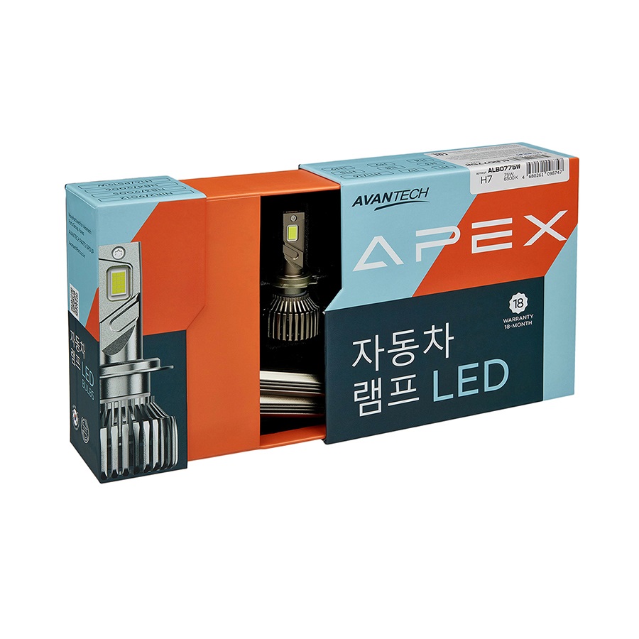 Лампа диодная AVANTECH APEX 12V H7 75W, 6500K, 7000Lm, к-т 2шт