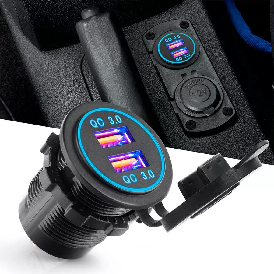 АЗУ врезное ун-ое 2USB  12V-24V QC-3.0 6012