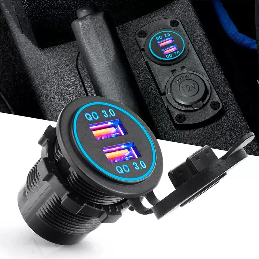 АЗУ врезное ун-ое 2USB  12V-24V QC-3.0 6012