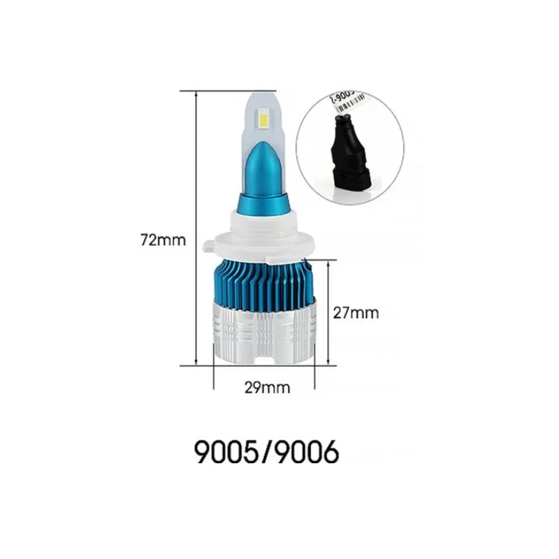 Лампа диодная S9 12-24V HB3 6000lm К-т