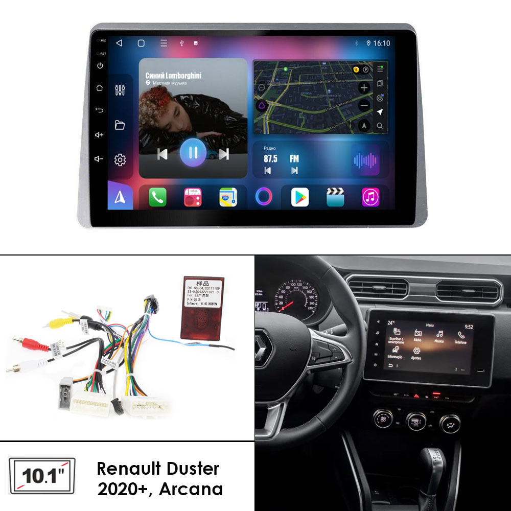 Установочный к-т для штатной а/м 10" Renault Duster 2020+, Arcana + проводка CAN
