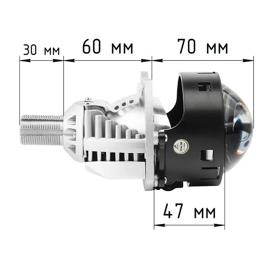 Bi-LED линзы с лазером ElectroKot 12В Y30 5500К съемная ножка 3.0 дюйма 3R 2шт