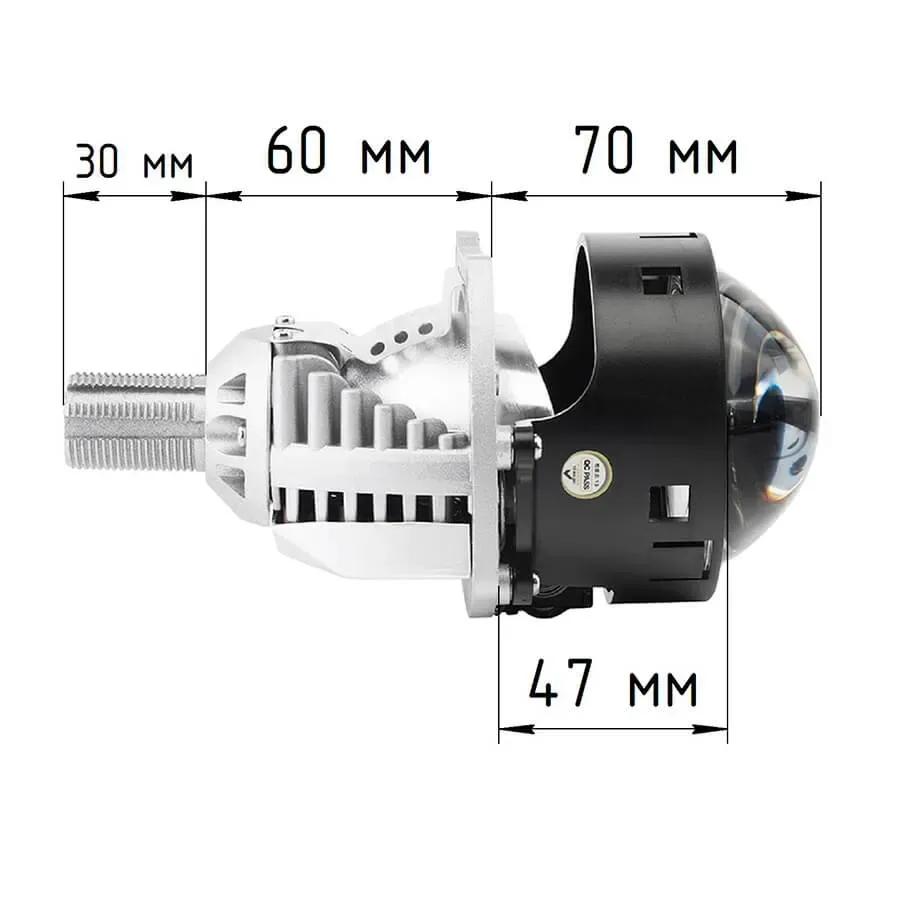 Bi-LED линзы с лазером ElectroKot 12В Y30 5500К съемная ножка 3.0 дюйма 3R 2шт