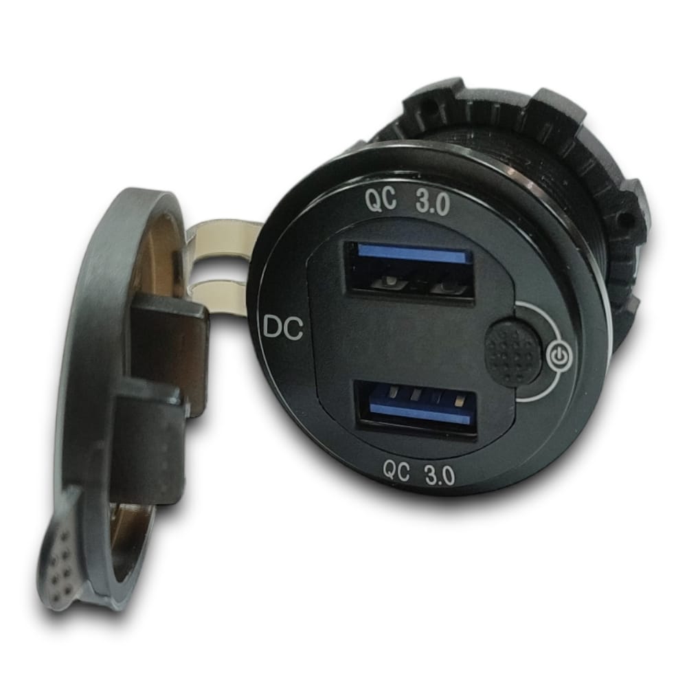 АЗУ врезное ун-ое 2USB 12V-24V QC-3.0 + вольтметр GH-DS9