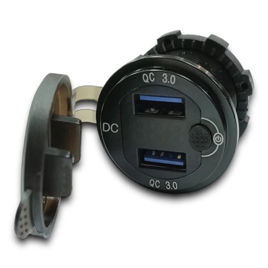 АЗУ врезное ун-ое 2USB 12V-24V QC-3.0 + вольтметр GH-DS9