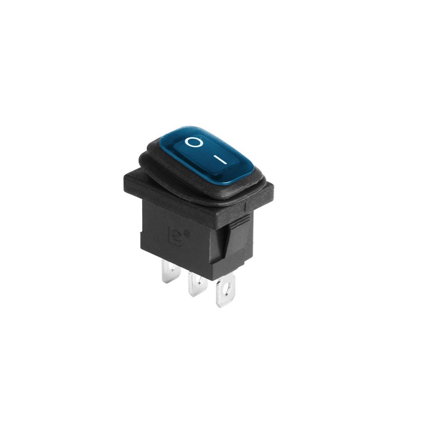 Кнопка-клавиша 250V 10A (3c) синяя с подсв. Mini влагозащ. Rexant