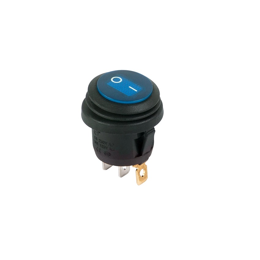 Кнопка-клавиша 250V 6A (2c) кругл. синяя с подвсет. влагозащ. Rexant
