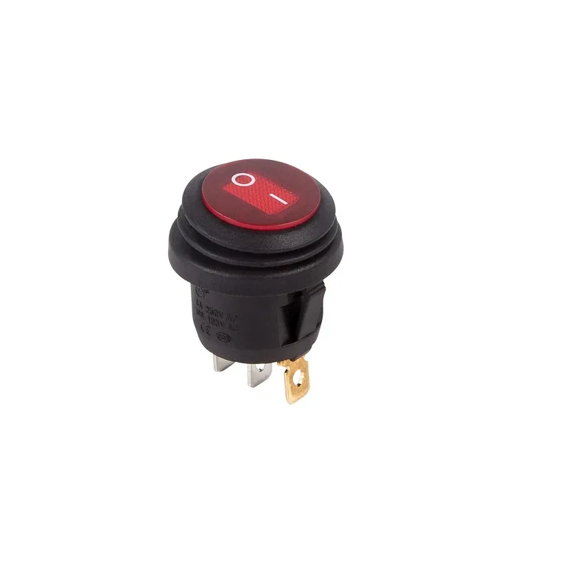 Кнопка-клавиша 250V 6A (2c) кругл. красн. с подвсет. влагозащ. Rexant
