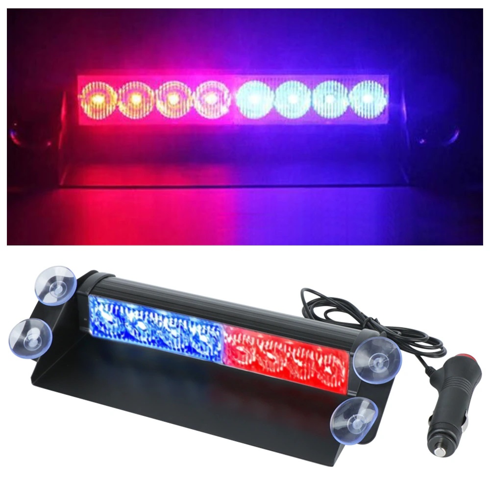Стробоскоп красно/синий под лобовое стекло 8 LED 12V ST-4