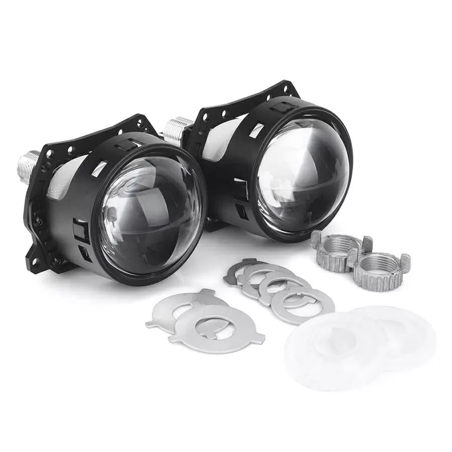 Bi-LED линзы для авто ElectroKot 12В R30 5500К съемный крепеж гайка 3.0 дюйма 3R 2шт