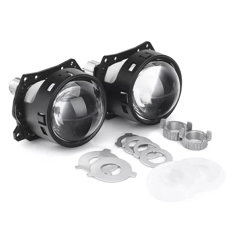 Bi-LED линзы для авто ElectroKot 12В R30 5500К съемный крепеж гайка 3.0 дюйма 3R 2шт