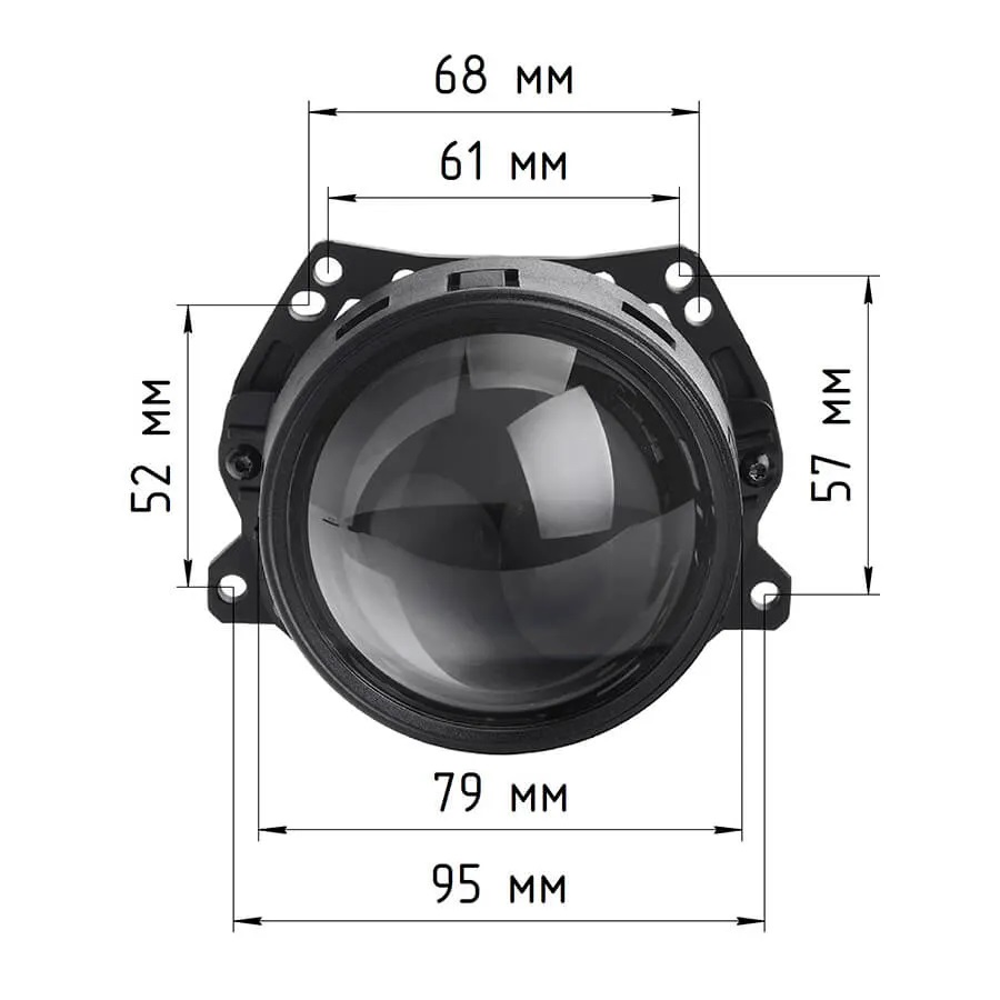 Bi-LED линзы для авто ElectroKot 12В R30 5500К съемный крепеж гайка 3.0 дюйма 3R 2шт