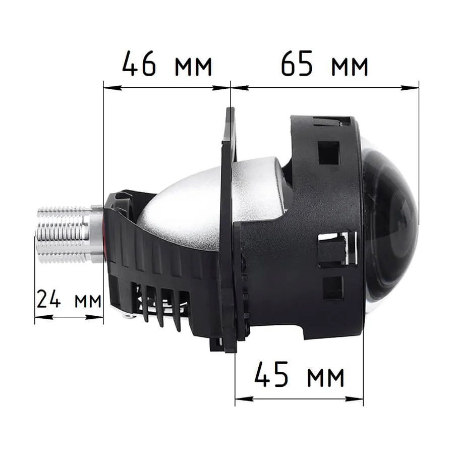 Bi-LED линзы для авто ElectroKot 12В R30 5500К съемный крепеж гайка 3.0 дюйма 3R 2шт
