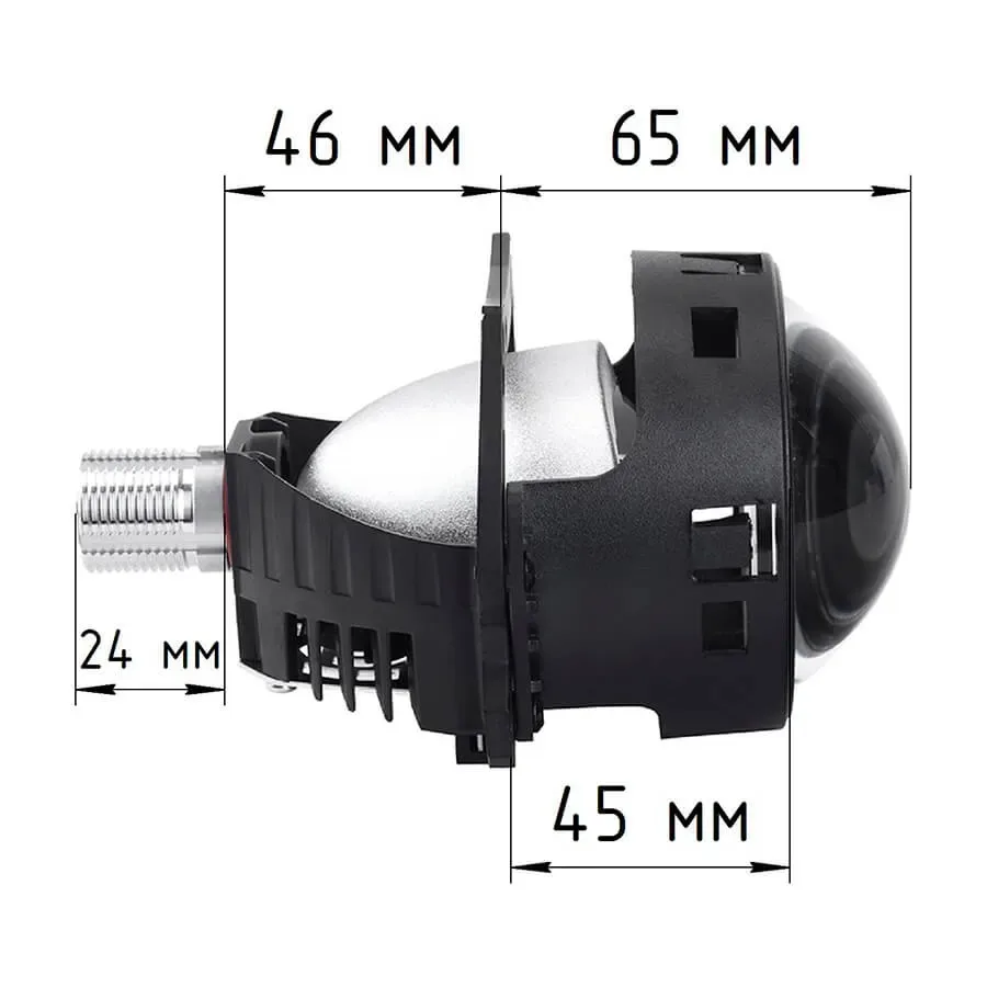 Bi-LED линзы для авто ElectroKot 12В R30 5500К съемный крепеж гайка 3.0 дюйма 3R 2шт