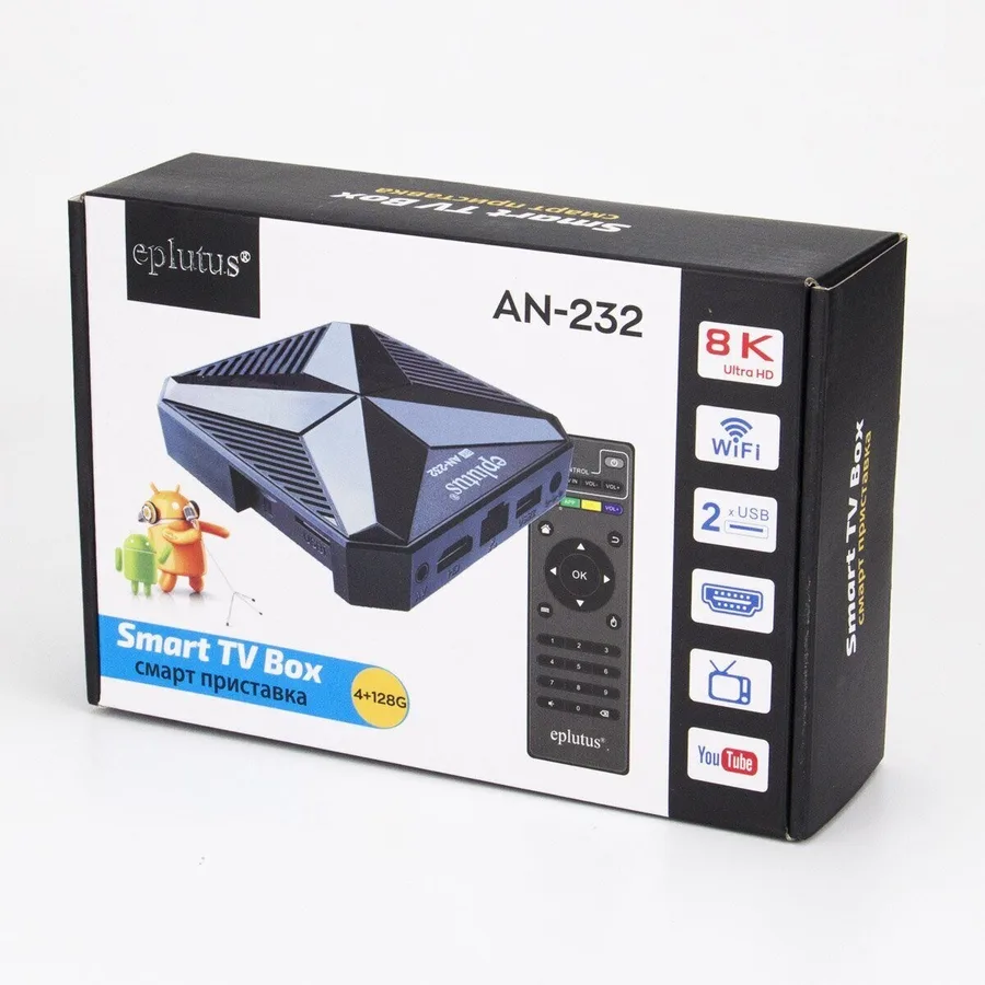 Smart TV BOX Eplutus AN-232 (CPU 4-x, 4/128Gb, Android 12)