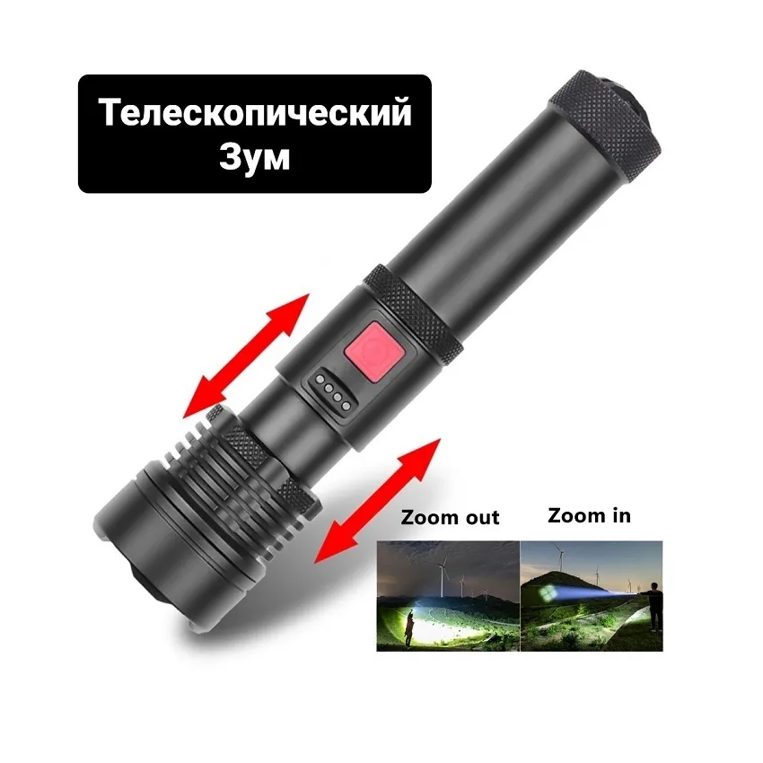 Фонарик zoom (microUSB) H-833-P70