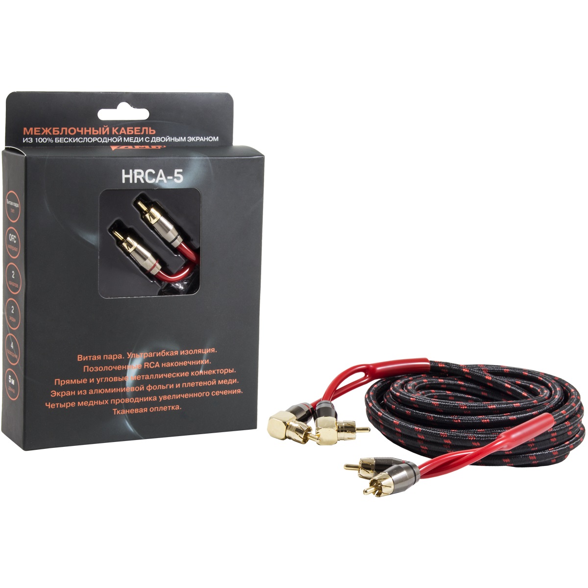 Кабель межблочный AMP HRCA-5 2х-кан. медь 5м.