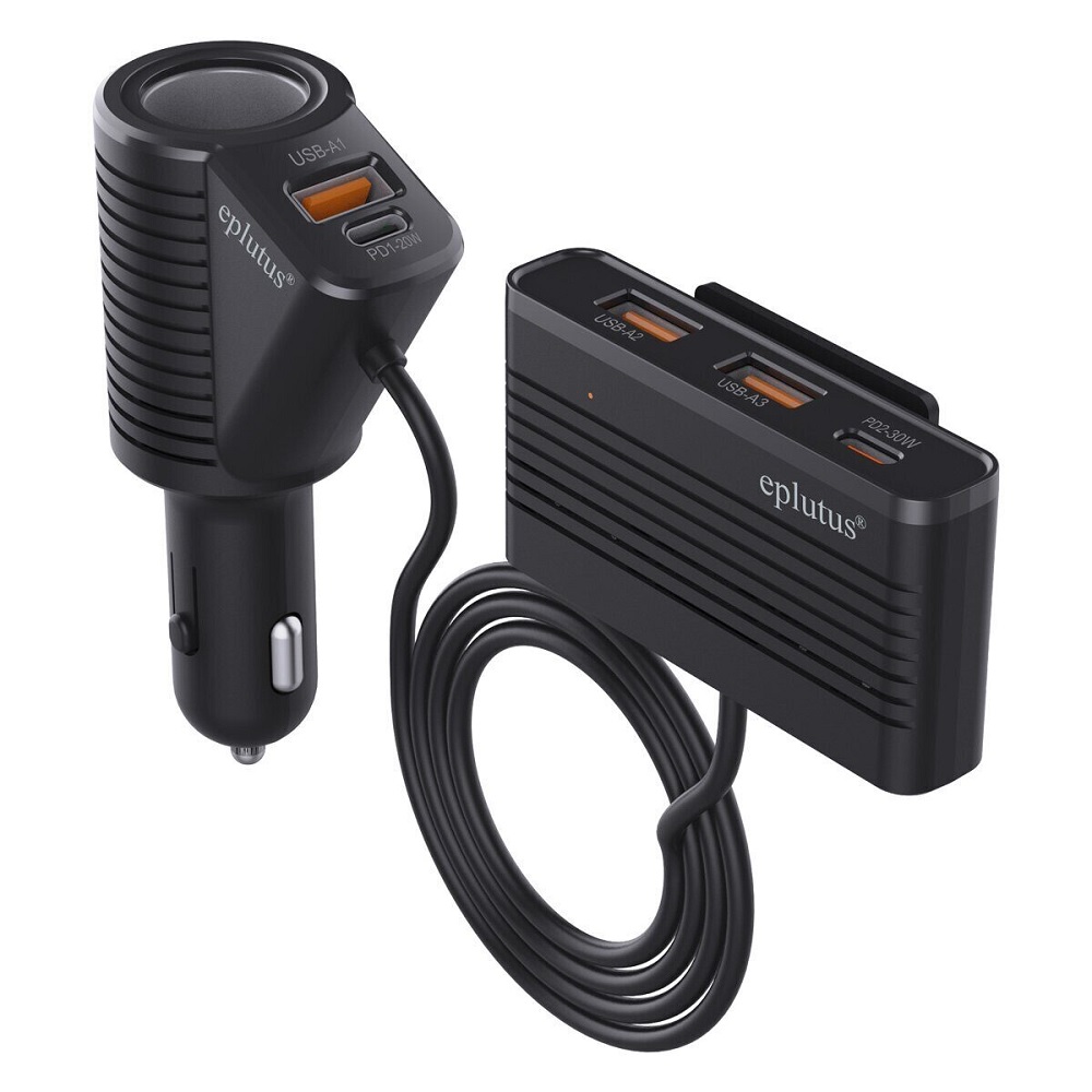 Разветлитель прикур. Eplutus 1гн. FC-225 + 3USB, 2Type C