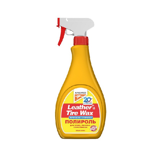 KANGAROO Полироль Супер блеск (кож.,рез.,пласт.) Leather & Tire Wax Super Gloss, 500мл 355029