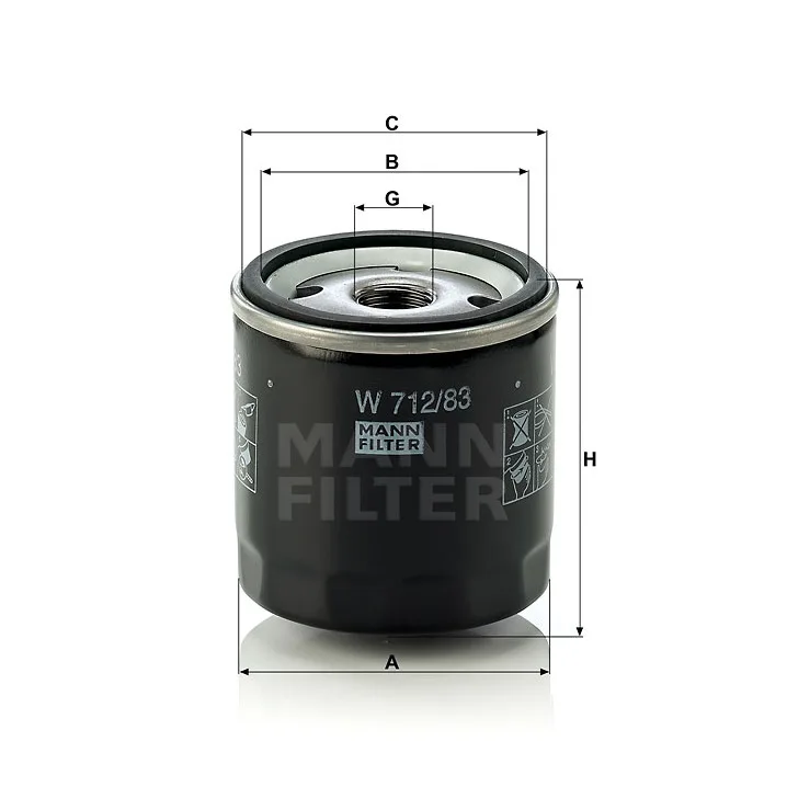 Ф. маслен. MANN W712/83 (Chery Tiggo 4/7/7PRO/8/Omoda C5/TOYOTA