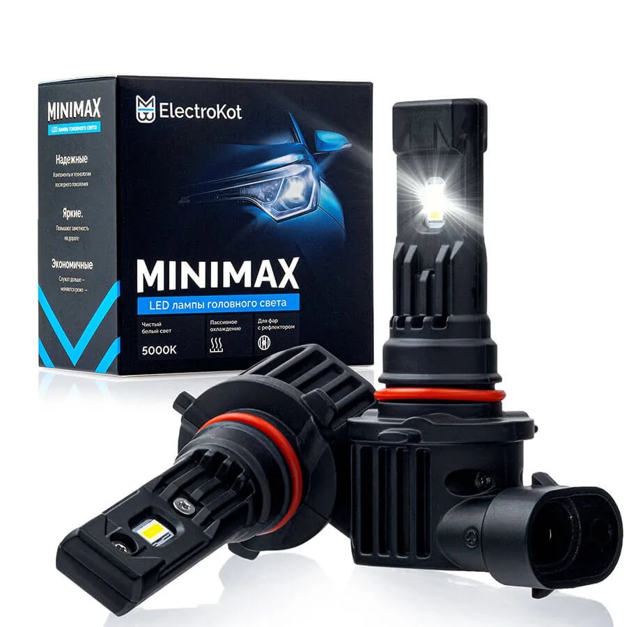 Светодиодные LED лампы ElectroKot MiniMax 12V HB3 6000K к-т 2шт