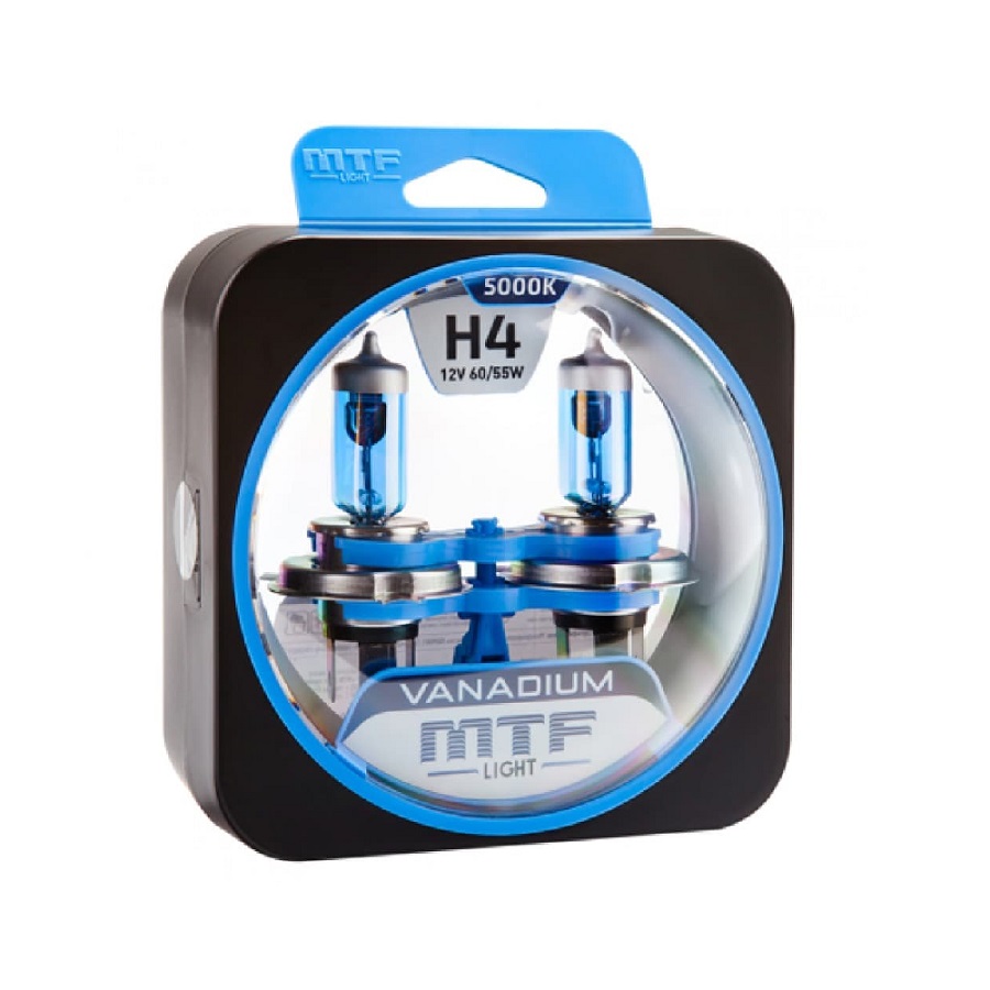 Лампа 12V MTF H4 60/55W Vanadium 5000K (Eurobox,2шт.)