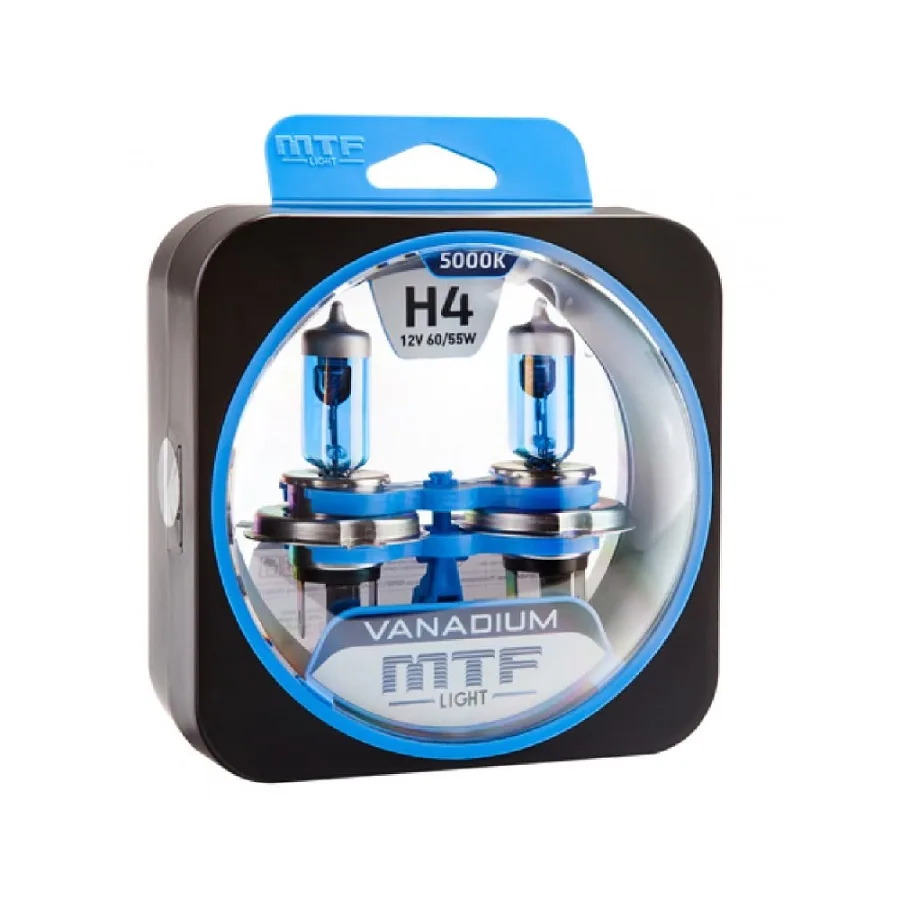 Лампа 12V MTF H4 60/55W Vanadium 5000K (Eurobox,2шт.)