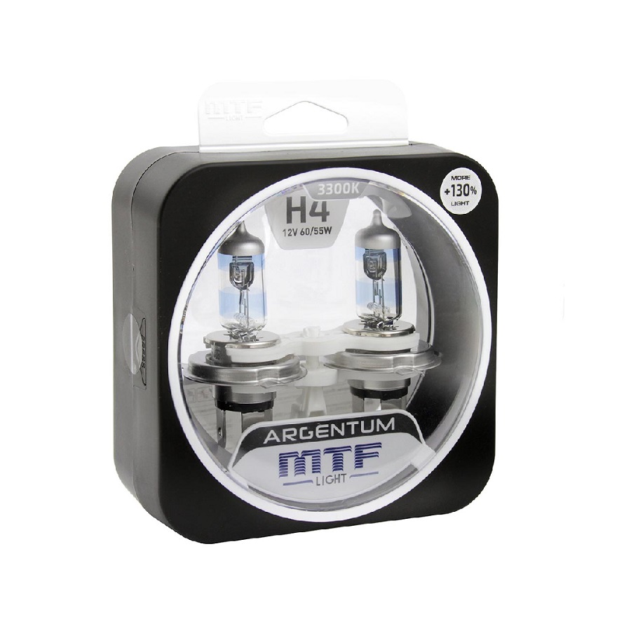 Лампа 12V MTF H4 60/55W Argentum+130% 3300K (Eurobox,2шт.)