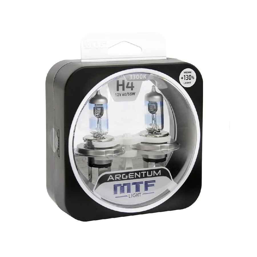 Лампа 12V MTF H4 60/55W Argentum+130% 3300K (Eurobox,2шт.)