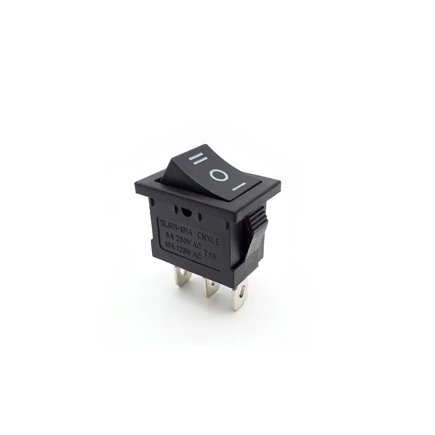 Кнопка-клавиша 250V 6A (3c)  mini красн/черн KCD1-1-101