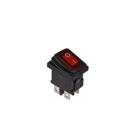 Кнопка-клавиша 250V 10A (4c) красн. с подсв. Mini влагозащ. KCD1-2-101NW