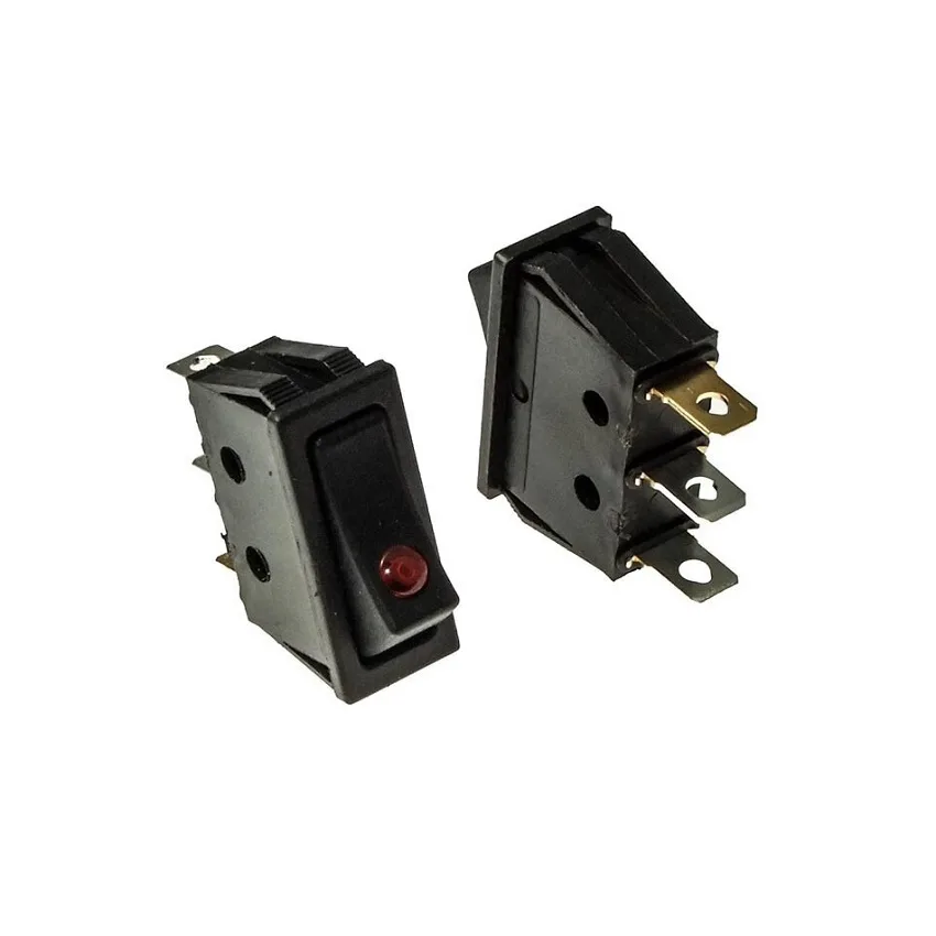 Кнопка-клавиша 220V 15A (4c) черн с подсветкой KCD3-11-201EN