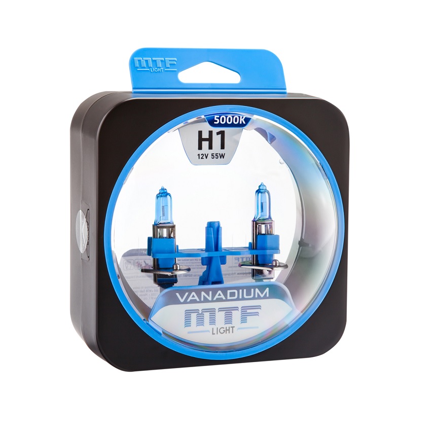 Лампа 12V MTF H1 55W Vanadium 5000K (Eurobox,2шт.)
