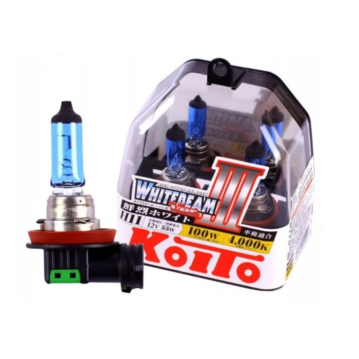 Лампа 12V Koito Whitebeam H11 55W (100W) 4000K 2шт P0750W