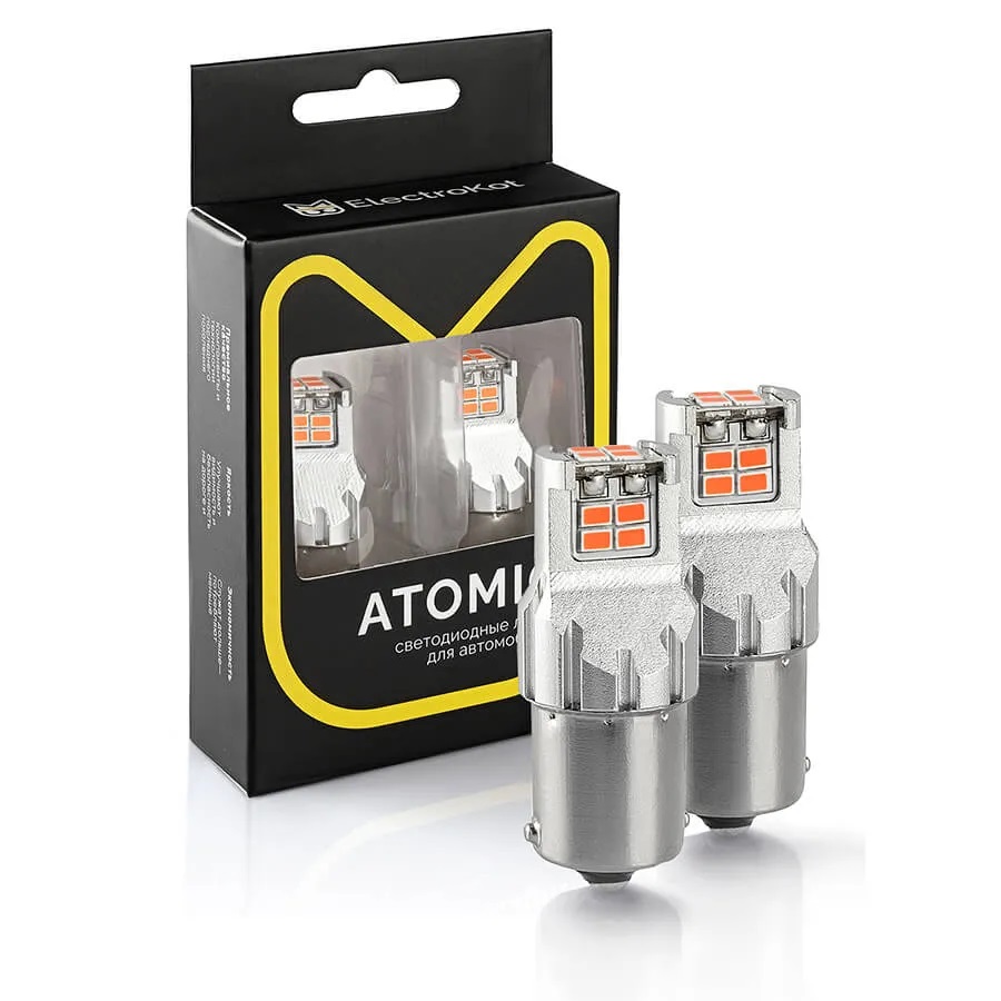 Лампа диодная ElectroKot 12V PR21W 12SMD 3020 (BA15S) Atomic красная кт. 2шт